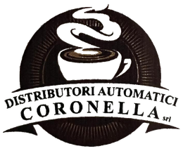 a logo for distributori automatici coronella with a cup of coffee