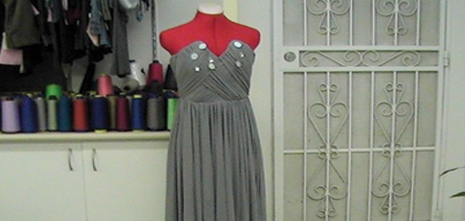 Dress being re-styled for the customer