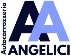 A blue and black logo for autocarrozzeria angelici