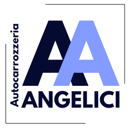 A blue and black logo for autocarrozzeria angelici