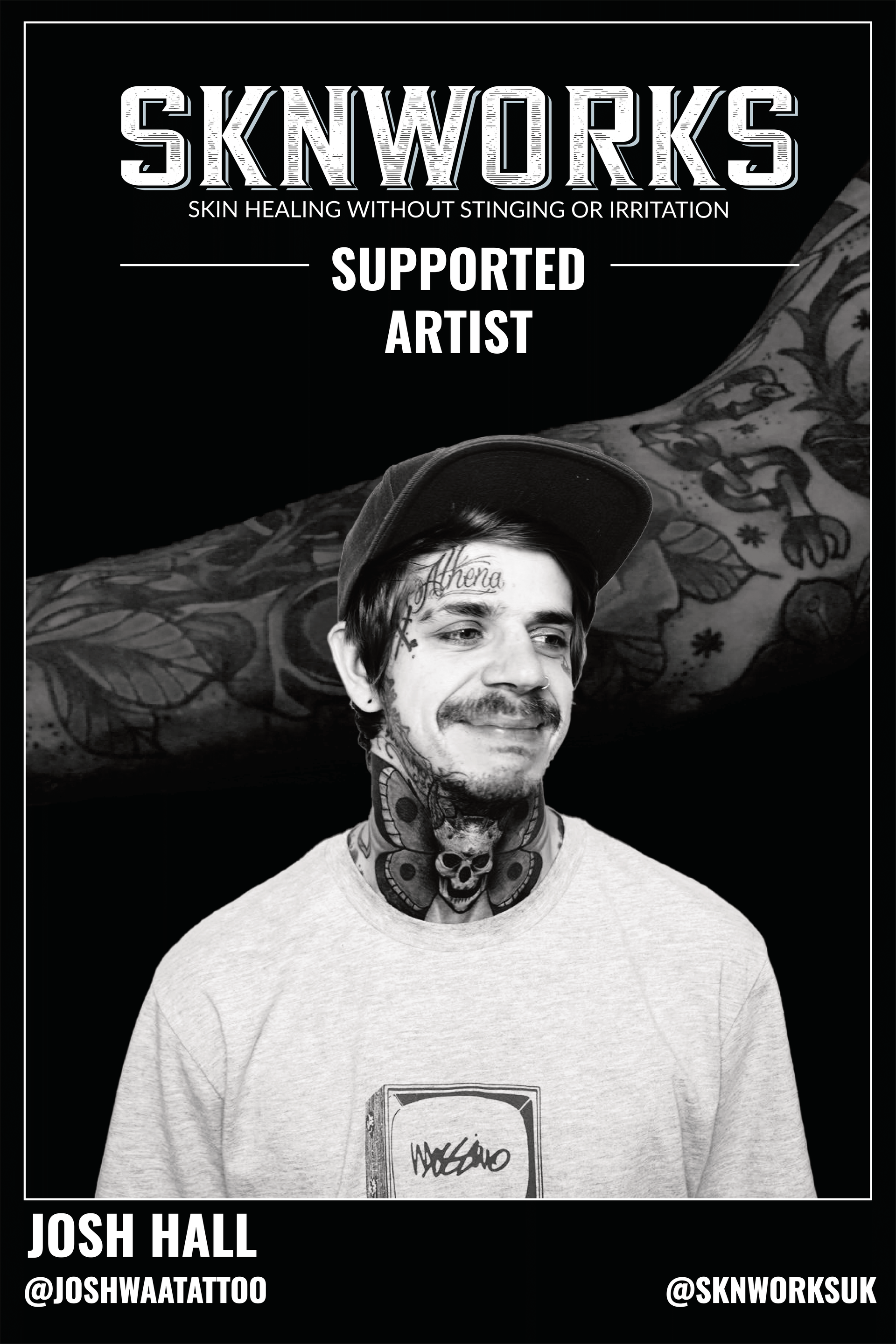 A poster for a tattoo artist named josh hall