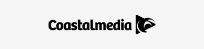 Coastalmedia logo with text and an abstract black and white design on the right.