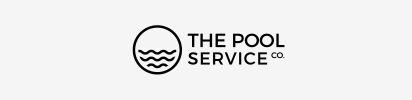Logo for The Pool Service Co. features a circle with waves inside and company name.