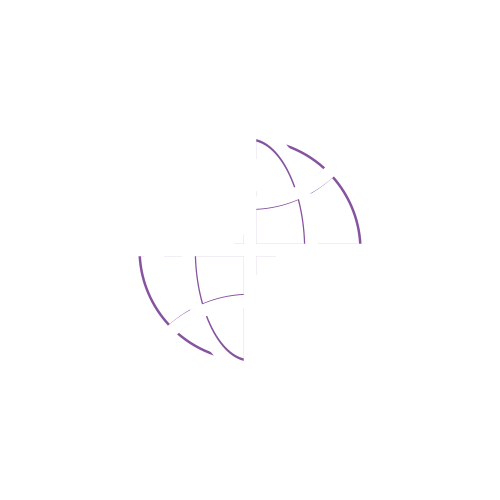 A purple and white circle with lines on a white background.