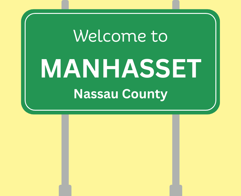 Welcome sign for Manhasset NY