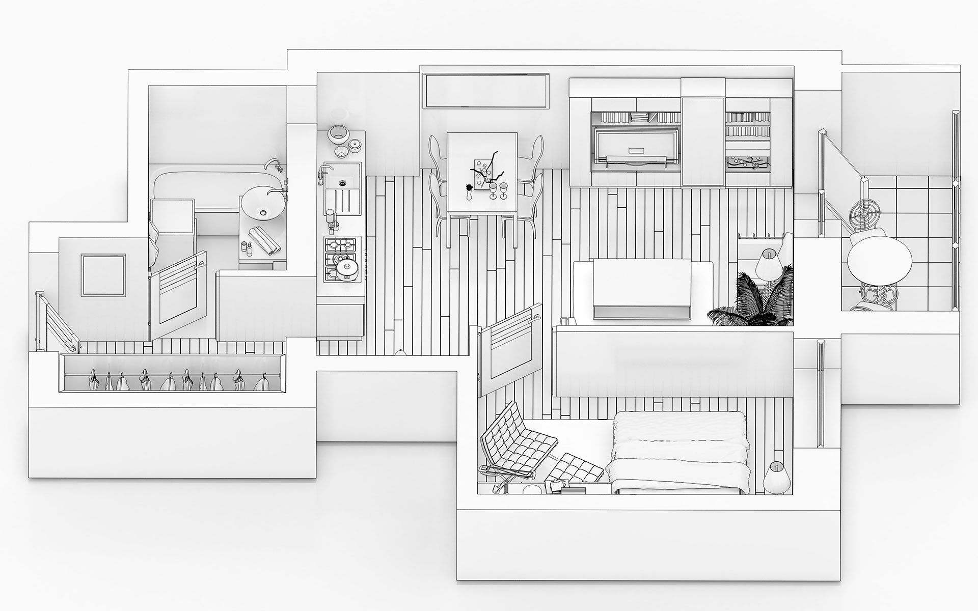 A black and white floor plan of a house.