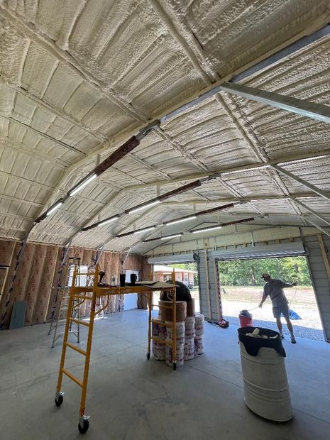 A large room with a lot of foam on the ceiling.