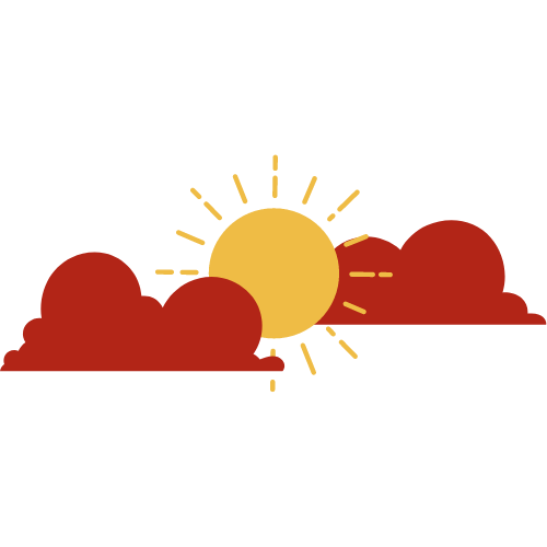 The sun is shining through the clouds in the sky.