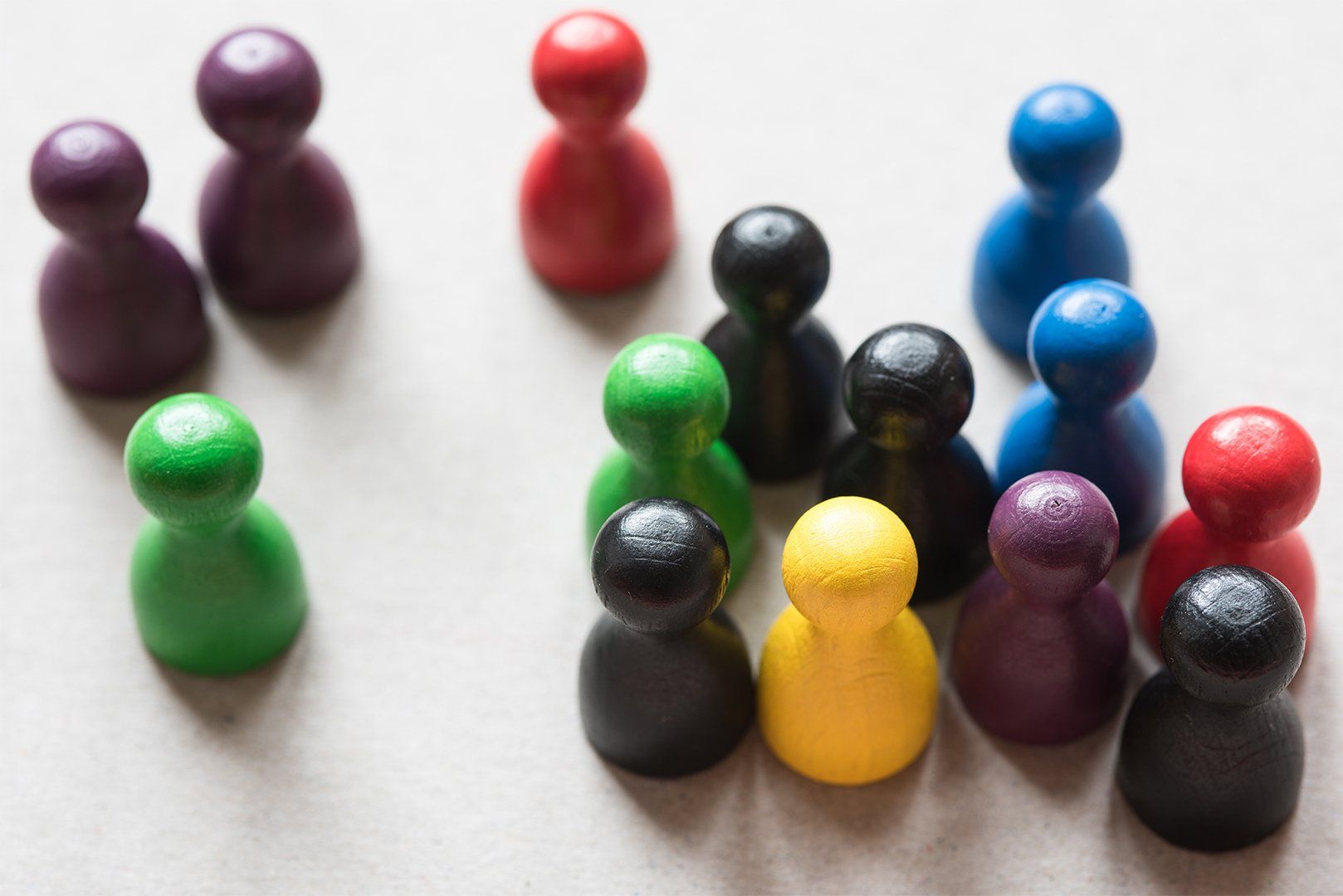 Wooden figures in different colors