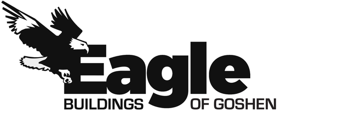 A black and white logo for eagle buildings llc