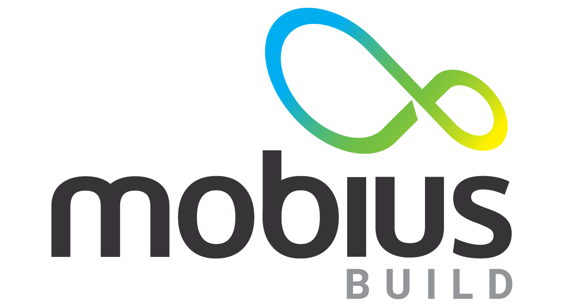 A mobius build logo with an infinity symbol on a white background.