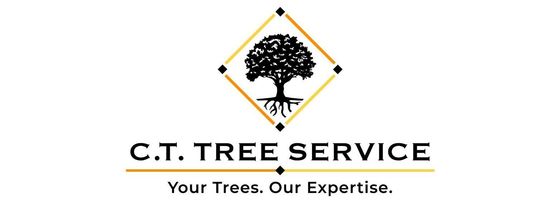 Logo for C.T. Tree Service: tree in a diamond shape above text, "Your Trees, Our Expertise."