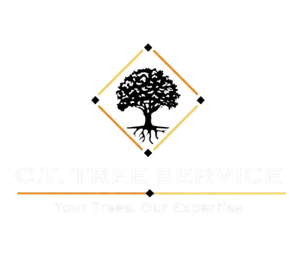 Logo for G.T. Tree Service featuring a tree icon within a diamond shape and company name.