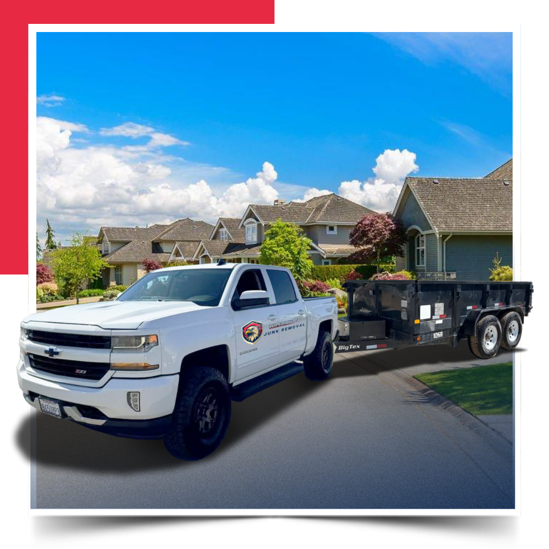 Trailer truck in front of a house.
