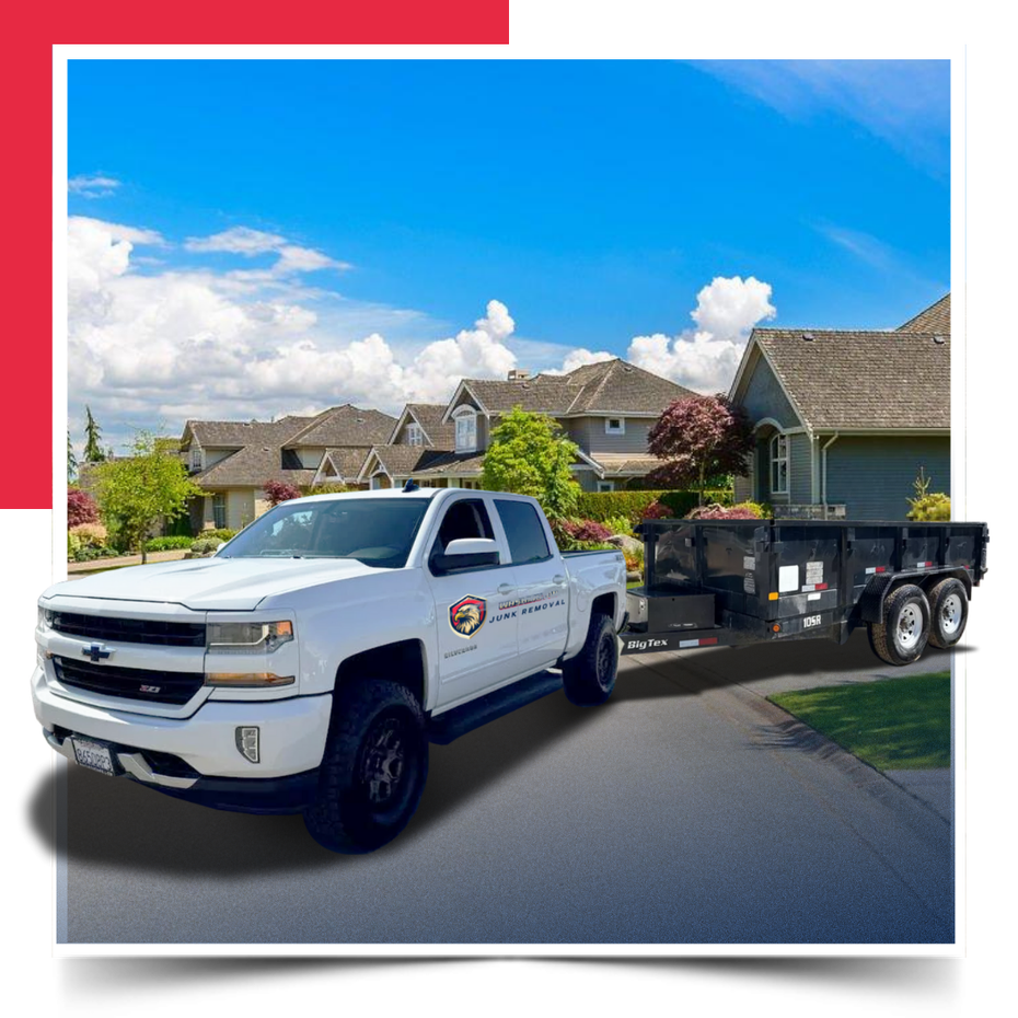 Trailer truck in front of a house.