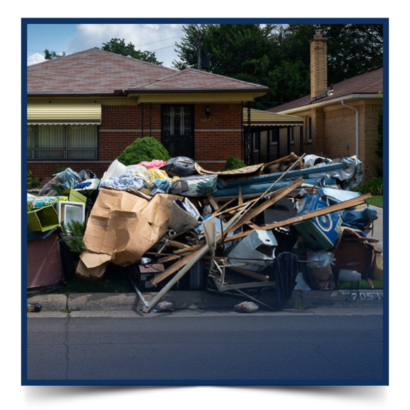 junk in front of a house