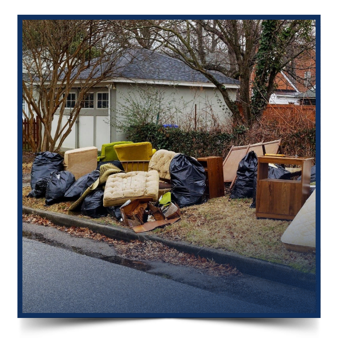 garbage outside a house