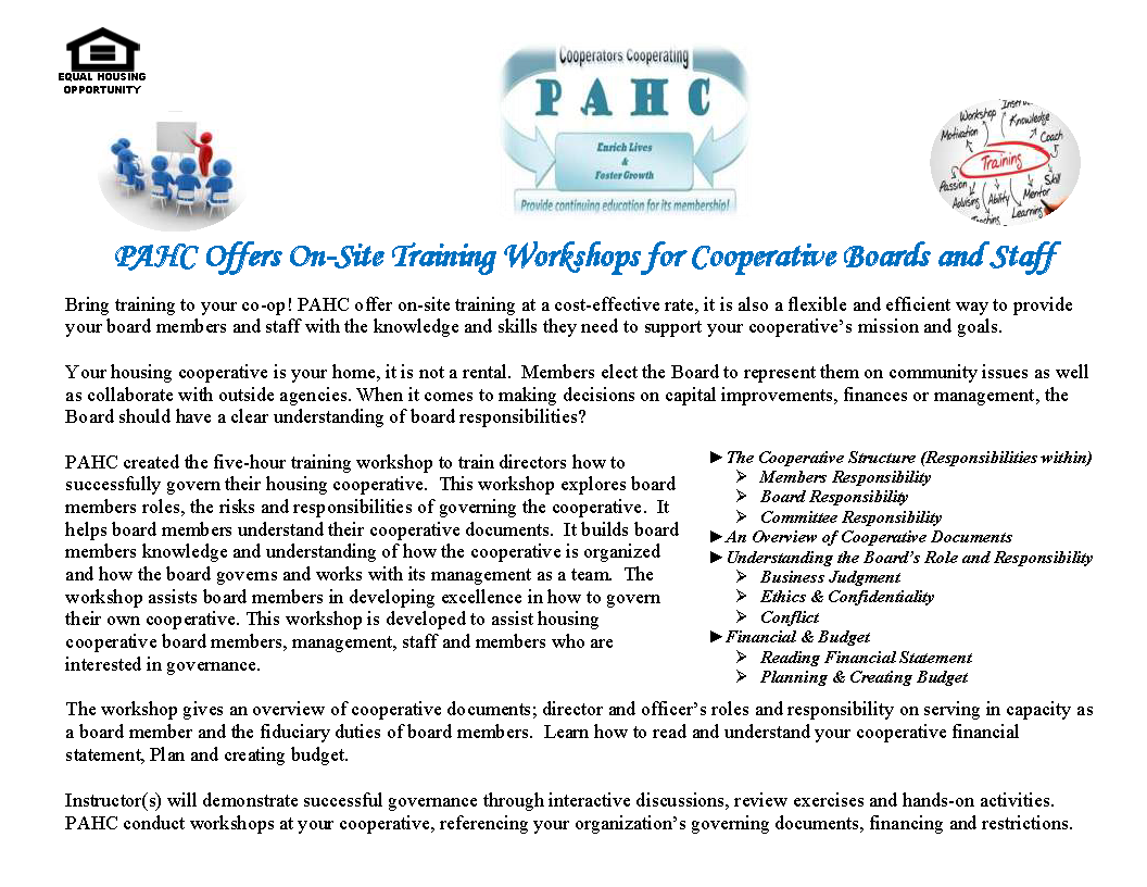 PAHC Training Info page 1