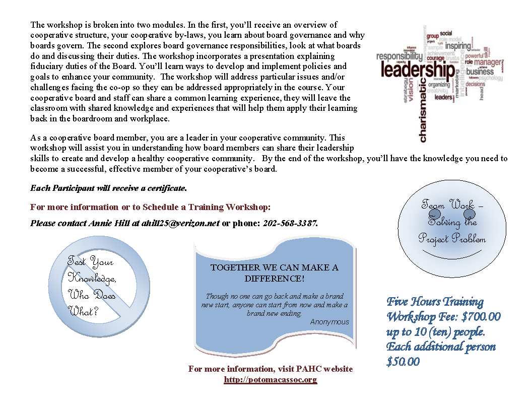 PAHC Training Info page 2