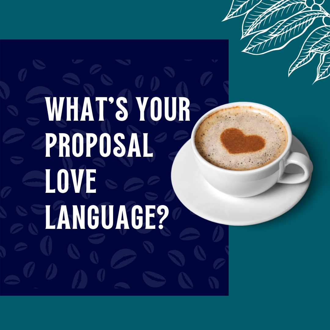 Picture of a latte with the question, what's your proposal love language