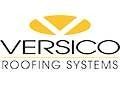 The logo for versico roofing systems is yellow and black.
