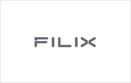Logo FILIX in grigio, moderno carattere sans-serif.