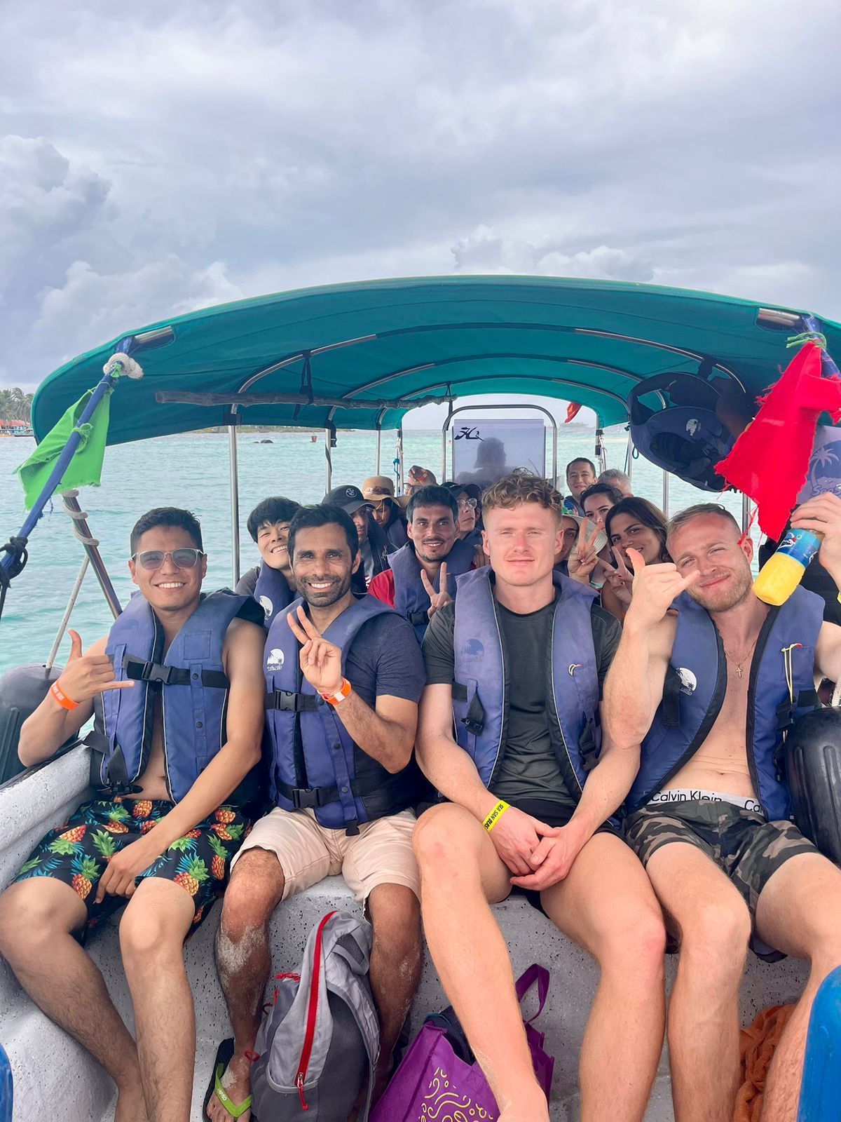 Group of tourists on a boat heading towards isla diablo (niadub)