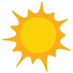 a cartoon drawing of a yellow sun with a transparent background 