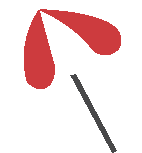 a red umbrella with a black handle on a white background .