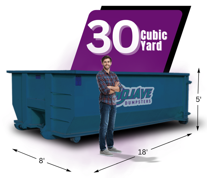 A standing man with dumpster behind him.
8'
22'
6'