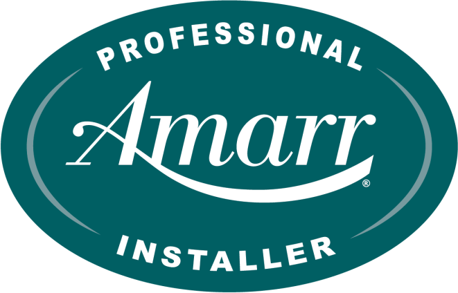 A professional amarr installer logo on a blue background