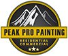 A logo for peak pro painting , a residential and commercial painting company.