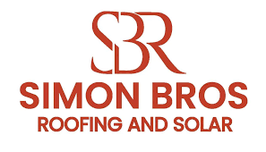 A logo for simon bros roofing and solar