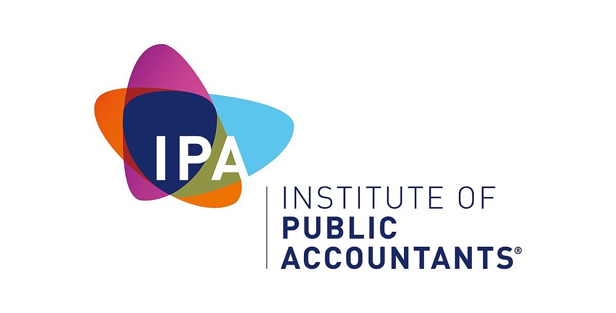 Logo of the Institute of Public Accountants (IPA). Features a colorful, overlapping shape with the letters