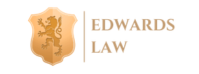 The logo for edwards law is a shield with a lion on it.