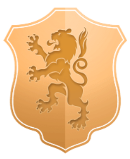 A gold shield with a lion on it