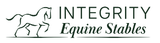 Logo of a horse and the text "INTEGRITY Equine Stables" in dark green.