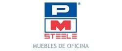 A logo for pm steele muebles de oficina
