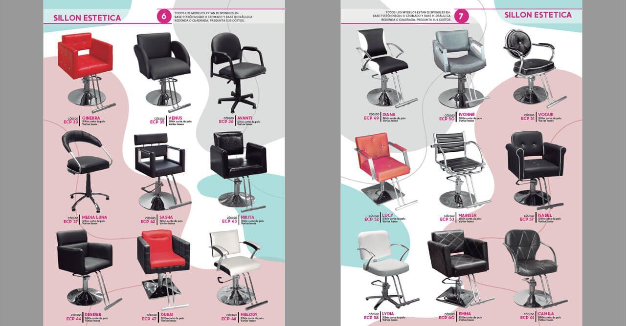 Hay muchos tipos diferentes de sillas en este anuncio.