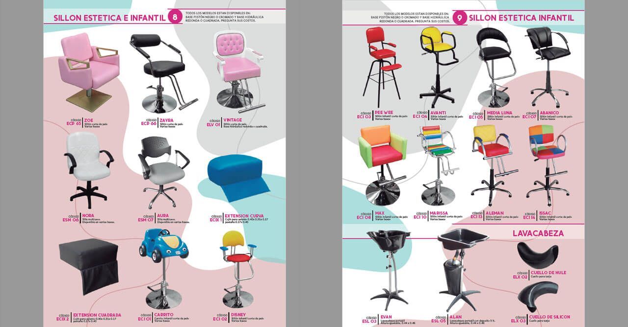 Hay muchos tipos diferentes de sillas en este anuncio.