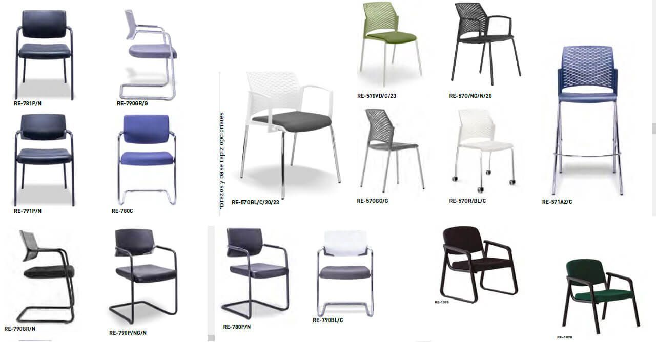 Un collage de diferentes tipos de sillas sobre un fondo blanco