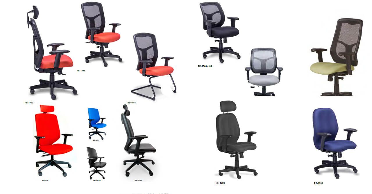 Hay muchos tipos diferentes de sillas de oficina en diferentes colores.