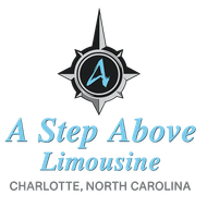 Logo for "A Step Above Limousine" with a compass rose and the letter "A". Charlotte, North Carolina is listed below.
