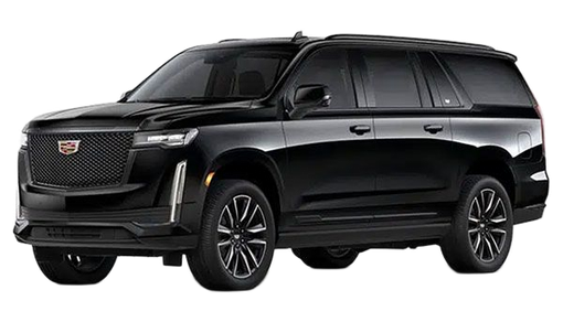 Black Cadillac Escalade SUV with dark wheels.