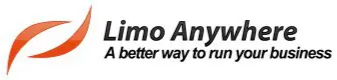 Logo for Limo Anywhere: orange swoosh, black text,