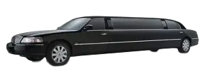 Black limousine on a white background.