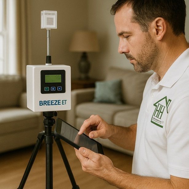 Air sample collection in a living room