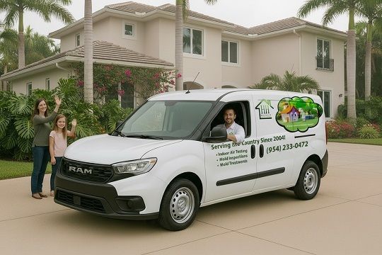 Air sample collection in a living room