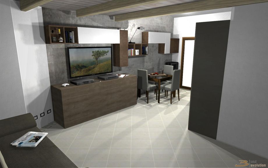 progetto living rendering