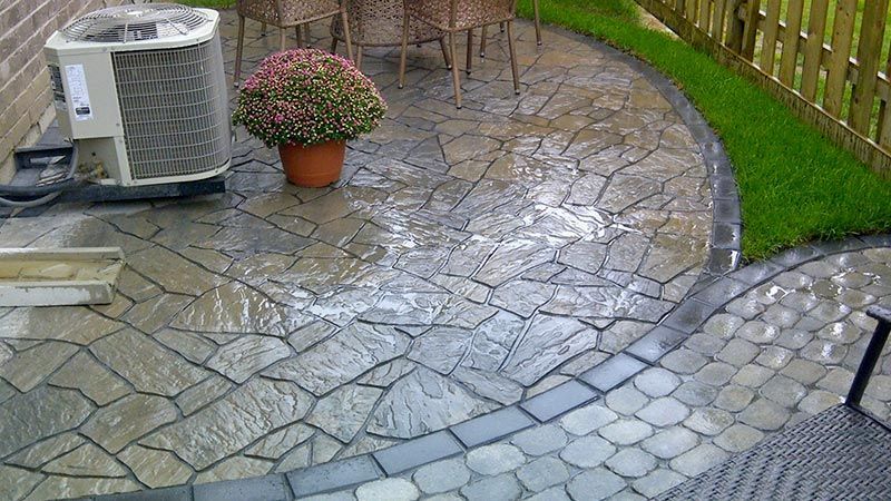 Completed natural stone and interlock patio project